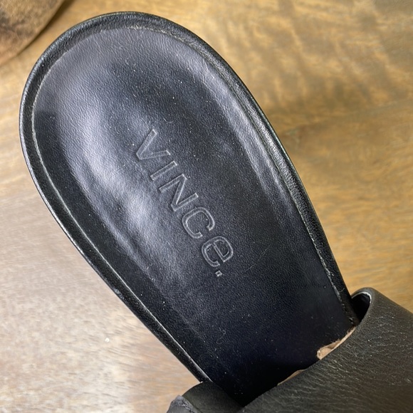 Vince. Black Leather Faye Peep Toe Heeled Booties - Picture 7 of 11